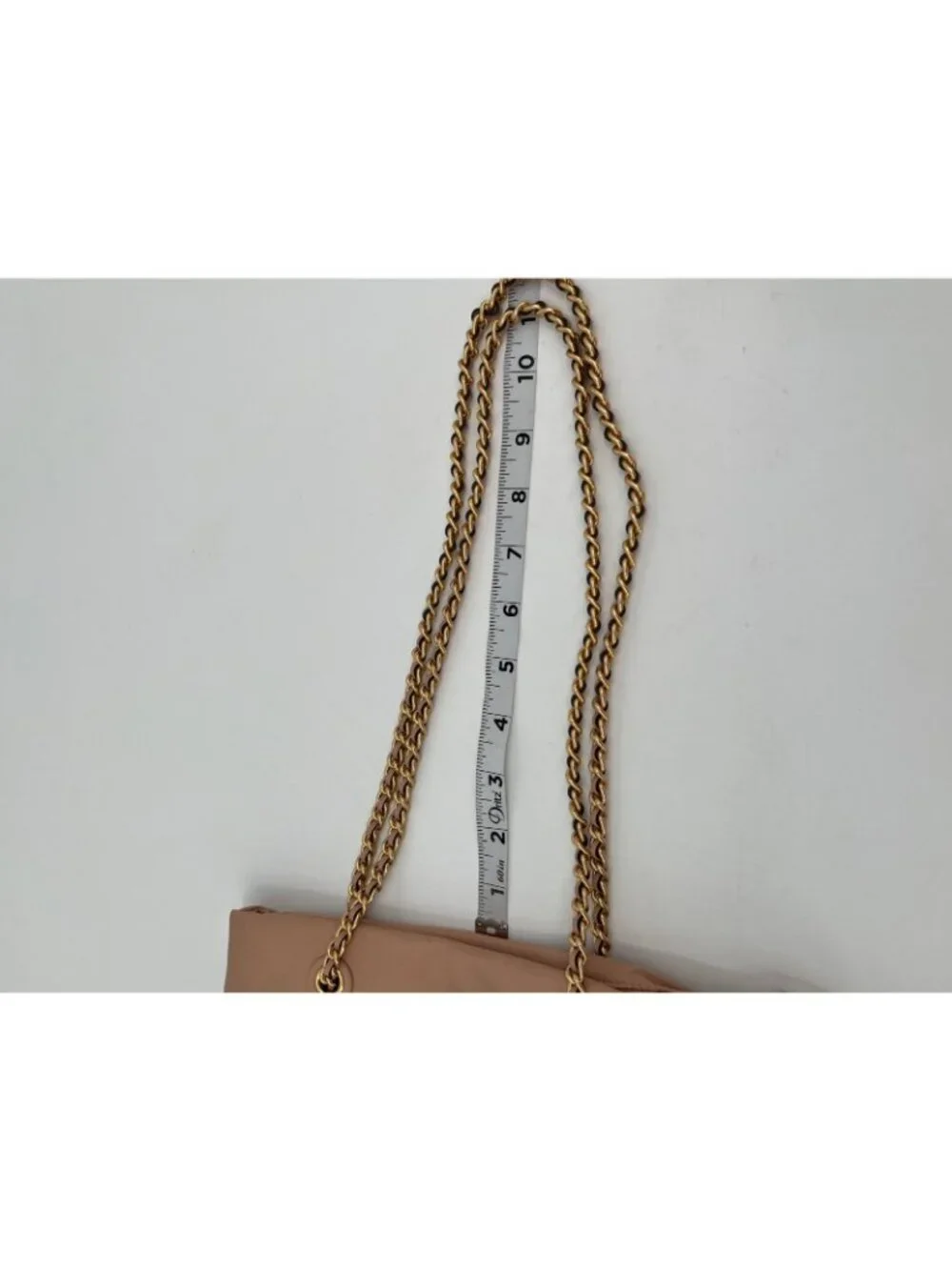 Tory Burch Ella Small Chain Crossbody Pink Sand Nylon Zip Tote Gold Logo Bag